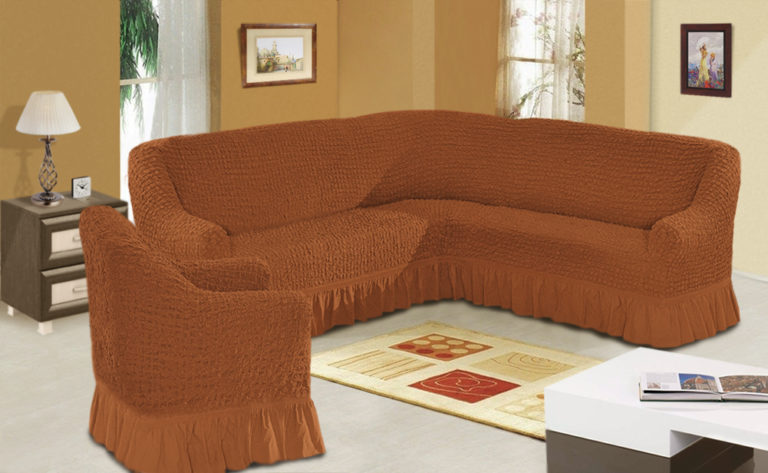 Кожаный угловой диван и кресло